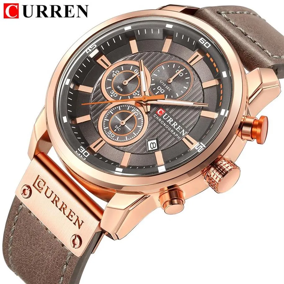 CURREN Luxus Casual Männer Uhren Militär Sport Chronograph Männlichen Armbanduhr Datum Quarzuhr Horloges Mannens Saat Relojes226C