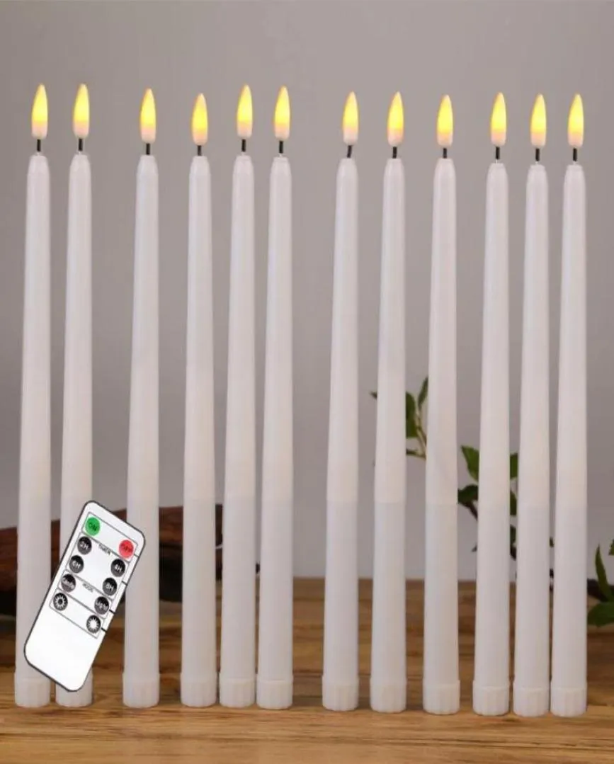 Świece 12PCS żółte migotanie zdalnego LED Candlesplastic Flimeless Taper Candlesbougie na przyjęcie dekoracji 4541118