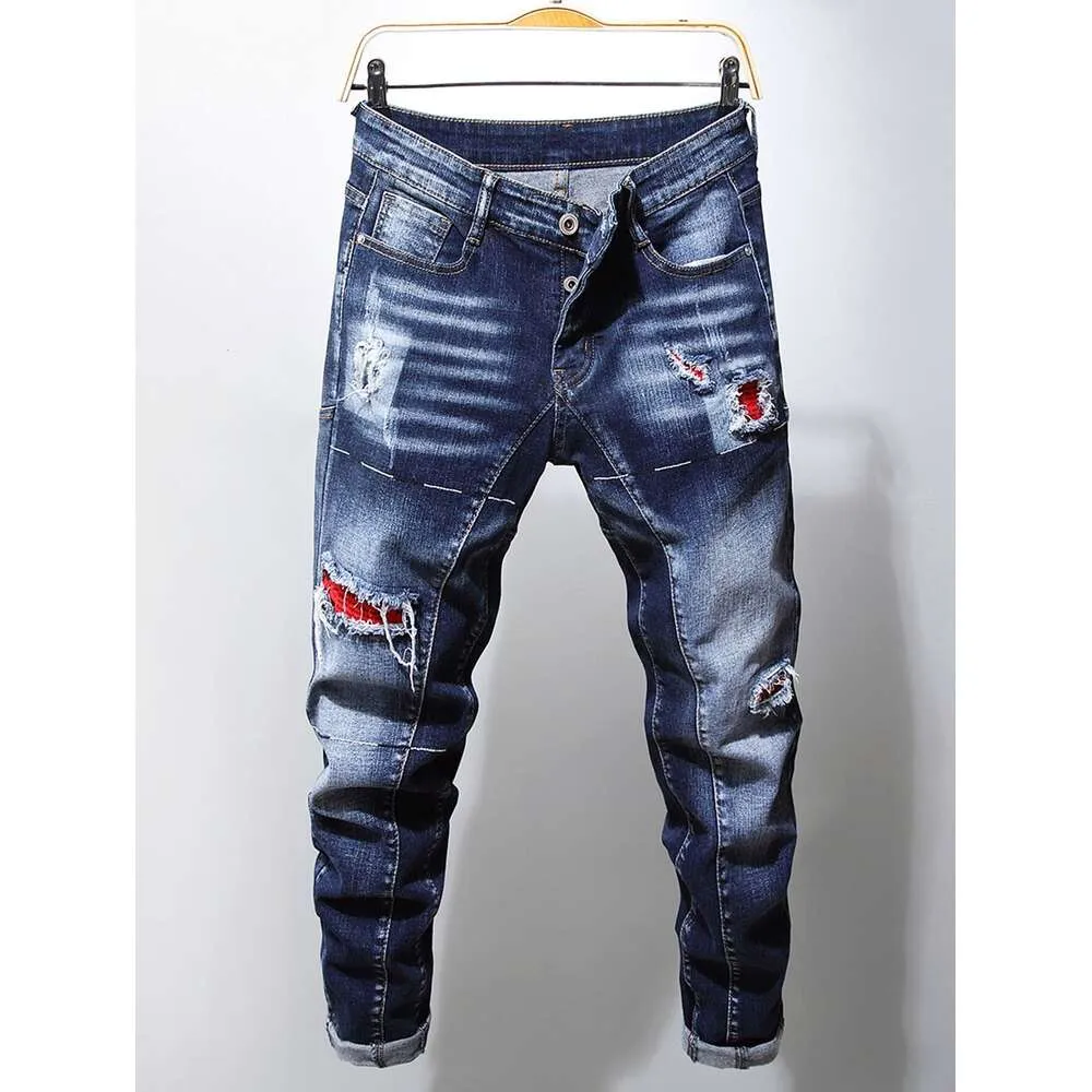 Nya fashionabla jeans affärsmode rakt vanliga blå denim byxor klassiska män plus storlek stretch jeans