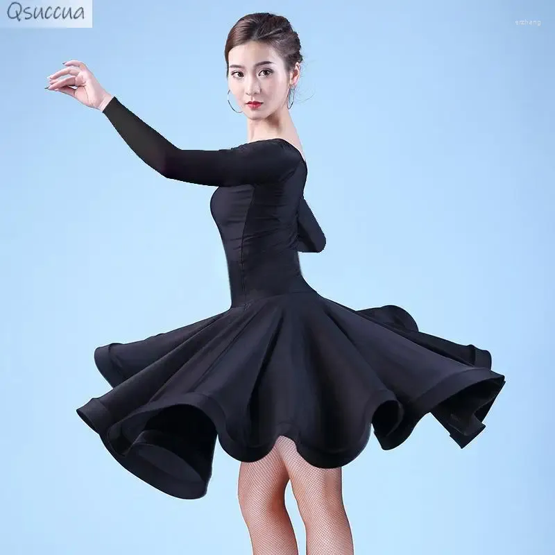 Stage Wear Style Latin Dance Costume Adult Dress Female Short-Sleeved Performance Four Seasons Competition Dovetail