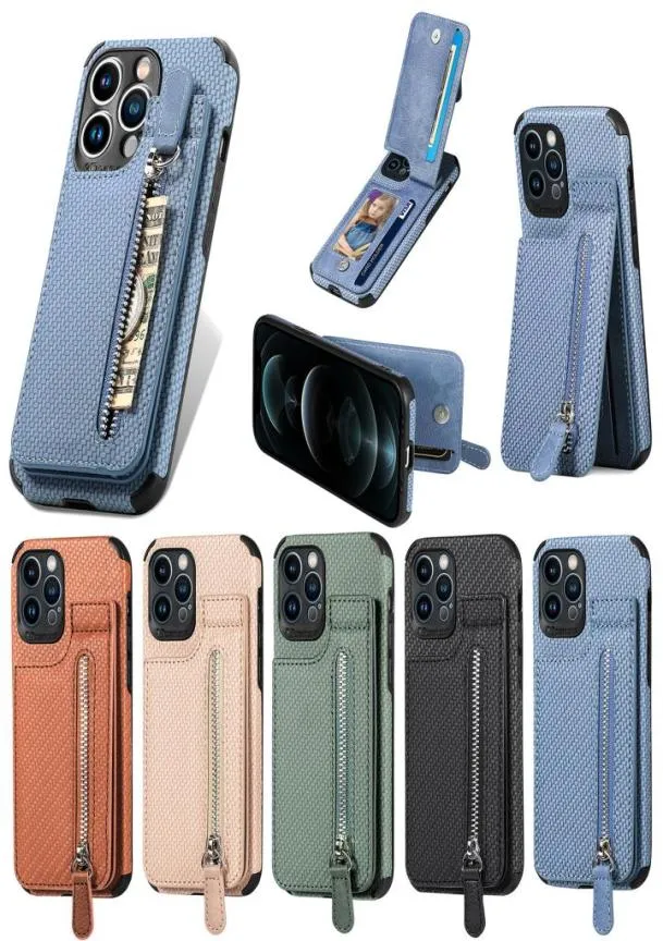 Zipper Cards Wallet Leather Phone for iPhone 14 Plus 13 12 Mini 11 Pro Max XS XR 8 7 6 6S SE財布カードホルダーCover2597668