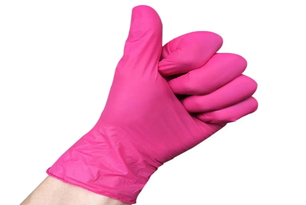 Gants de nitrile noir jetables de haute qualité POUCHE POURCE INSPECTION INDUSTRIEL LAB Home et Supermaket confortable Pink2486456