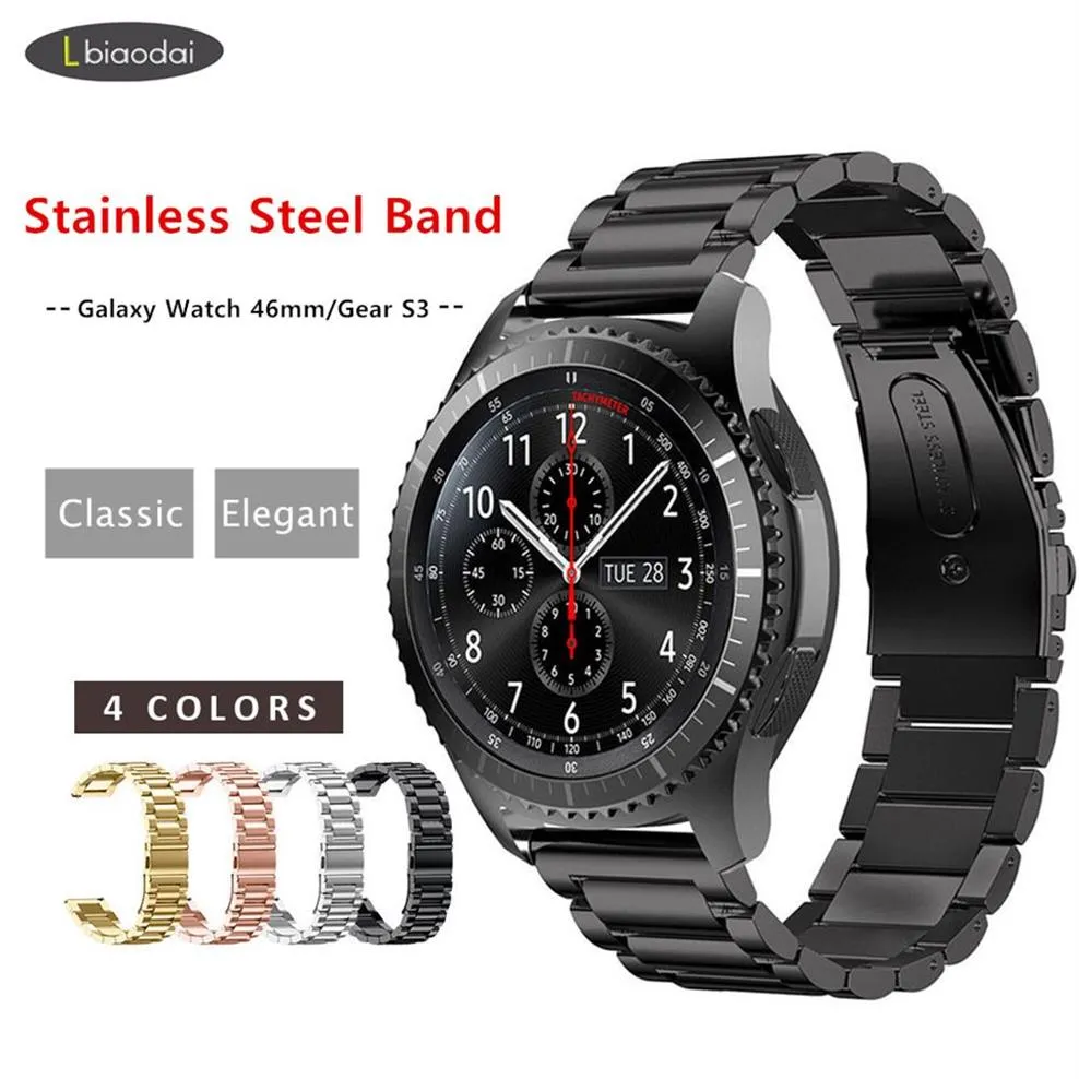 Watch Bands Metal Strap For Gear S3 Frontier Galaxy 46mm Band Smartwatch 22mm Stainless Steel Bracelet Huawei GT S 3 46206n
