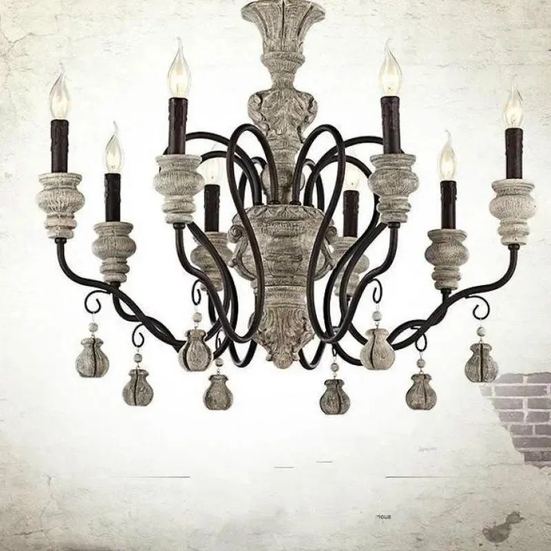 Ljuskronor loft rustik järn ljuskrona Led Candle Metal Lamp för bar matsal ljus levande sovrum vintage landsbygden