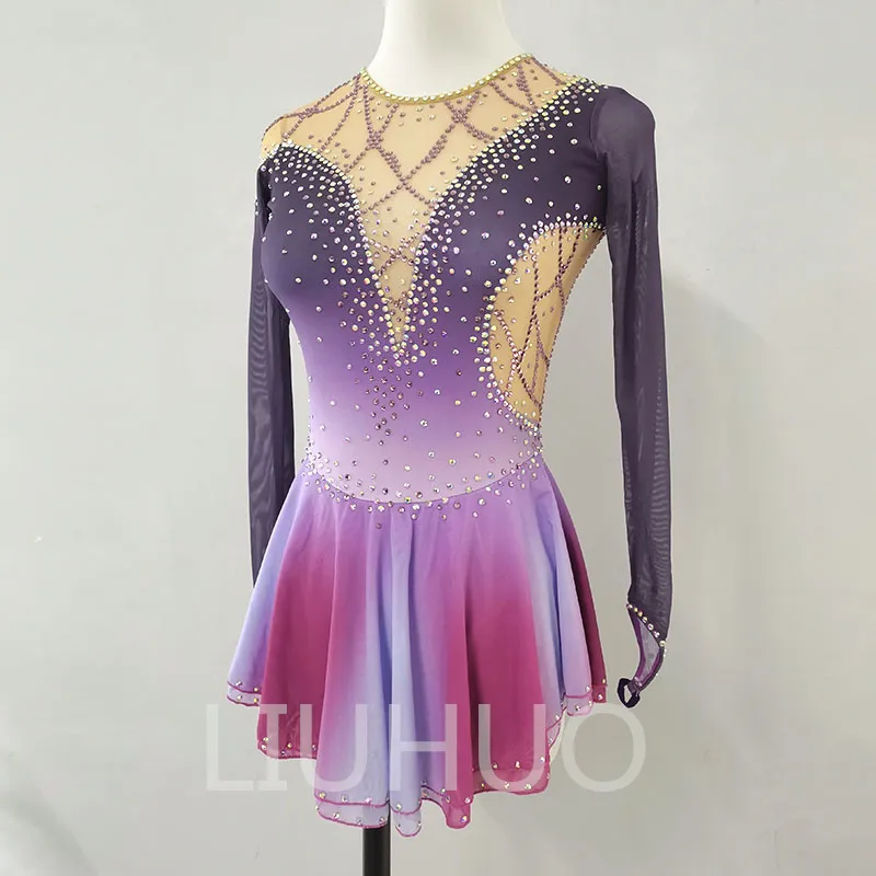 Joycan łyżwiarka figurowa Dziewczyny nastolatki Purple gradient łyżwiarki taniec na łyżwiarce wysokiej jakości kryształy taneczne balet performance elastyczne