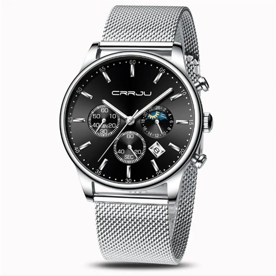 CRRJU 2266 Quartz Mens Watch Selling Casual Personality Watches Popular Student Date exakta armbandsur261q