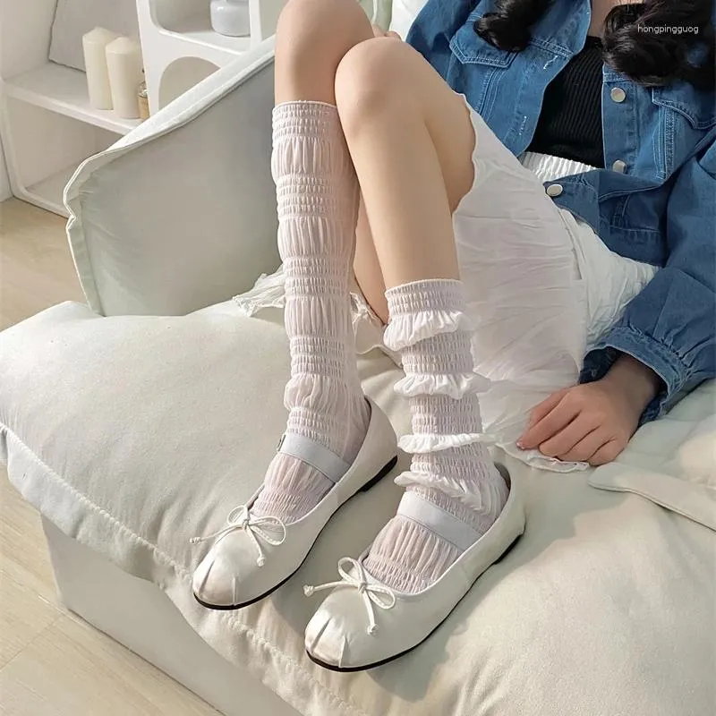 Women Socks Fashion Women's Long Thin Summer Autumn Middle Tube Breathable Trends Cute For Sweet Knee High Lady