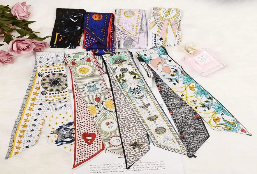 Tarot Doubledeck Twosided Impressão Sarja Seda Bind Bag Lidar Com Lenço De Seda Delgado Estreito E Pequeno Lenço De Fita De Seda Mulher Scarf3693826