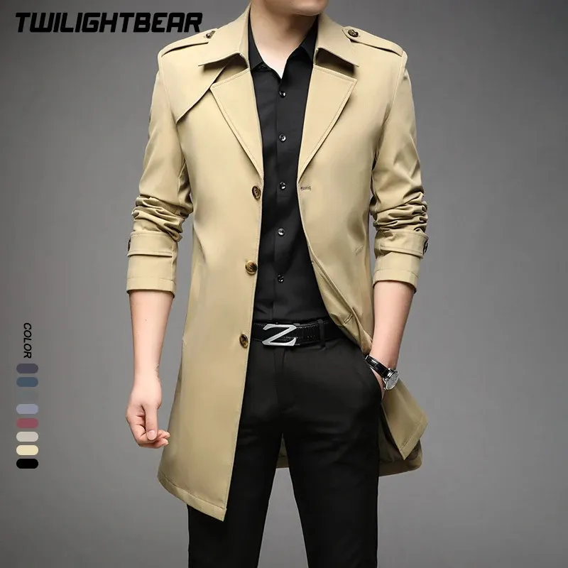 Мужская длинная траншея Mael Wursbreaker Casual Classic Trench Coat Men Clothing Casual Jacket Overwear BF8908 231227