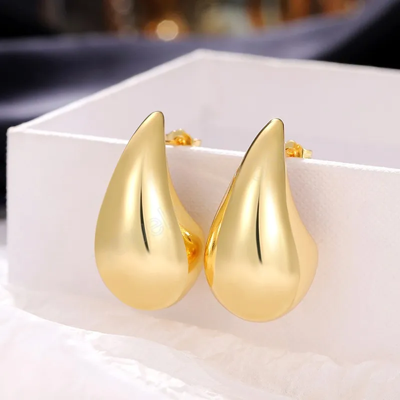 Gladde vergulde overdrijven Teardrop Chunky Stud Earring Waterdrop Lichtgewicht Dangle Earring