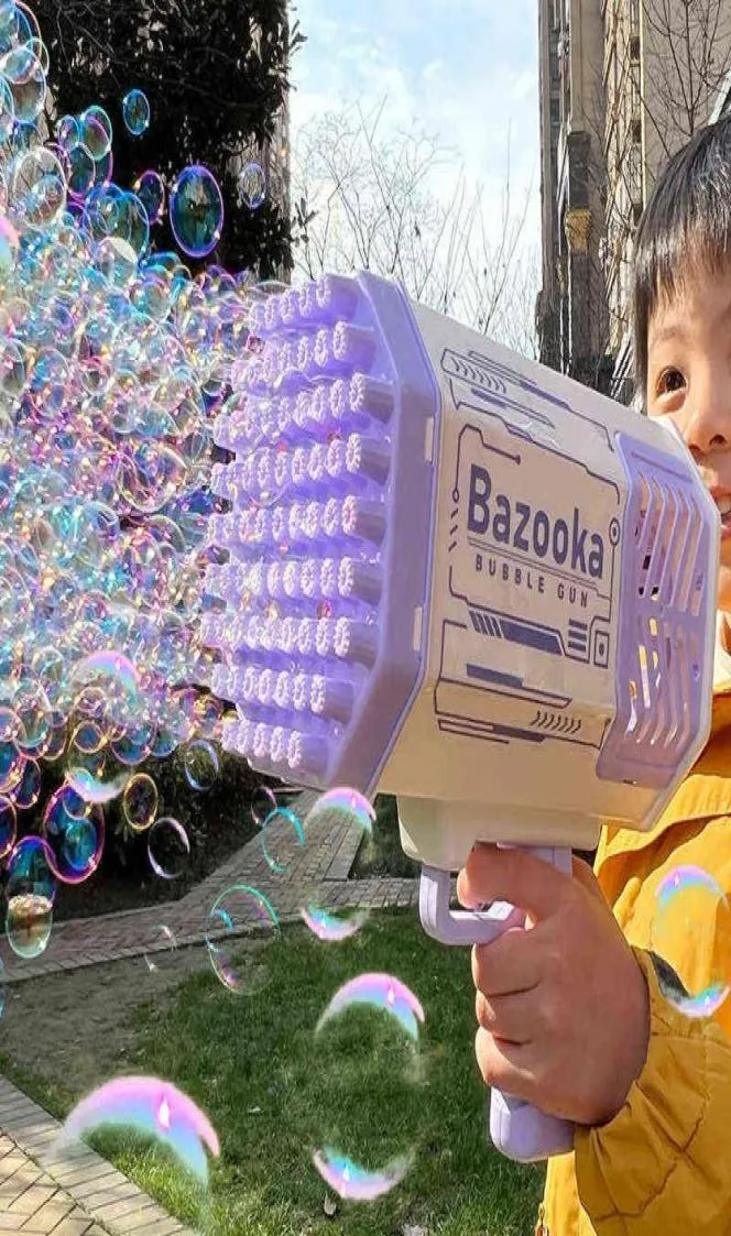 Gun Toys Automatic Bubble Gun With Light Toy 6980 Holes Summer Electric Soap Water Bazooka Bubble Machine Set Bube Gun Gift för 3963802