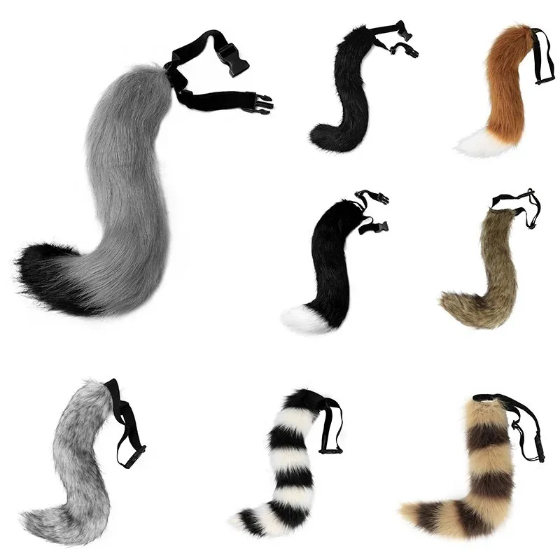 Anime Animal Tail Cosplay Costumes Props Cat Fox Plush Tails Rollspel Halloween Party Kawaii Accessories
