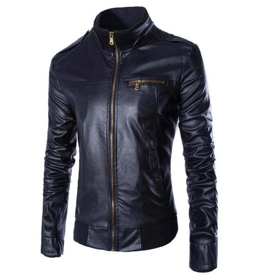 Cała nowa kurtka skórzana PU Mężczyzna Moto Cuir Mens Windproof motocyklowy motocyklista Jaqueta de couro veste cuir homme y09097652