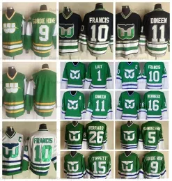 Hartford''Whalers''CUSTOM Mens Vintage10 Ron Francis Hockey Jerseys 9 GORDIE HOWE 26 Ray Ferraro 5 Samuelsson 16 Pat Verbeek 11 Kevin Dineen