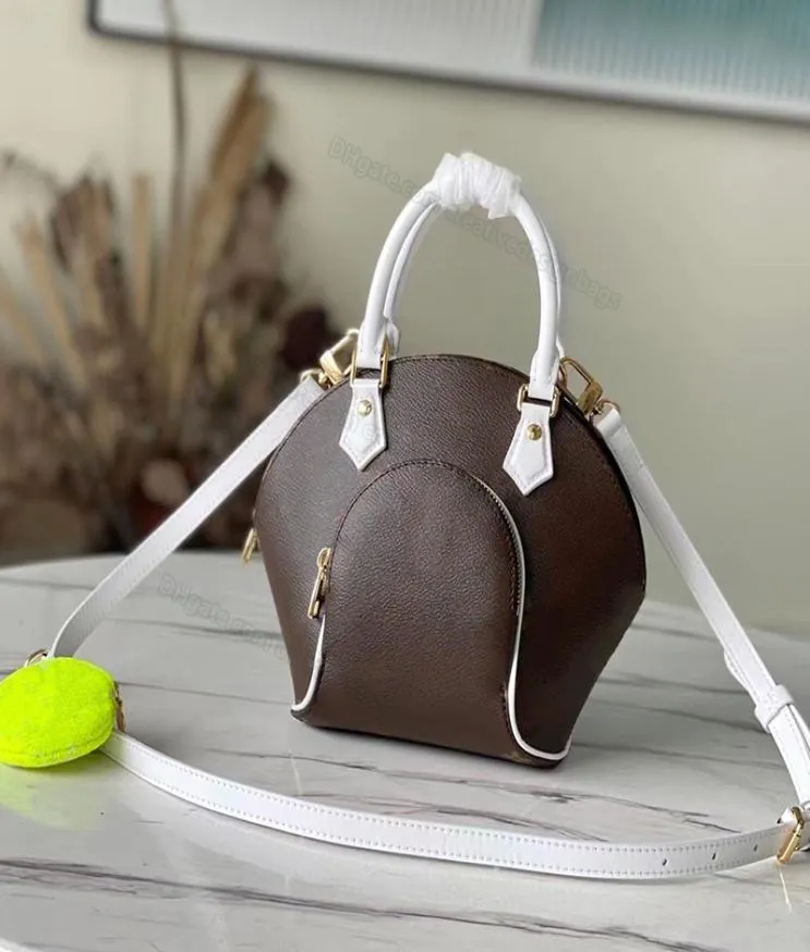 7A Ellipse Shoulder Bag Curved Tennis Color Casual Tote Cow Leather Trim Handle Handbag Women Shopping Bag with Yellow Round Zi9854869