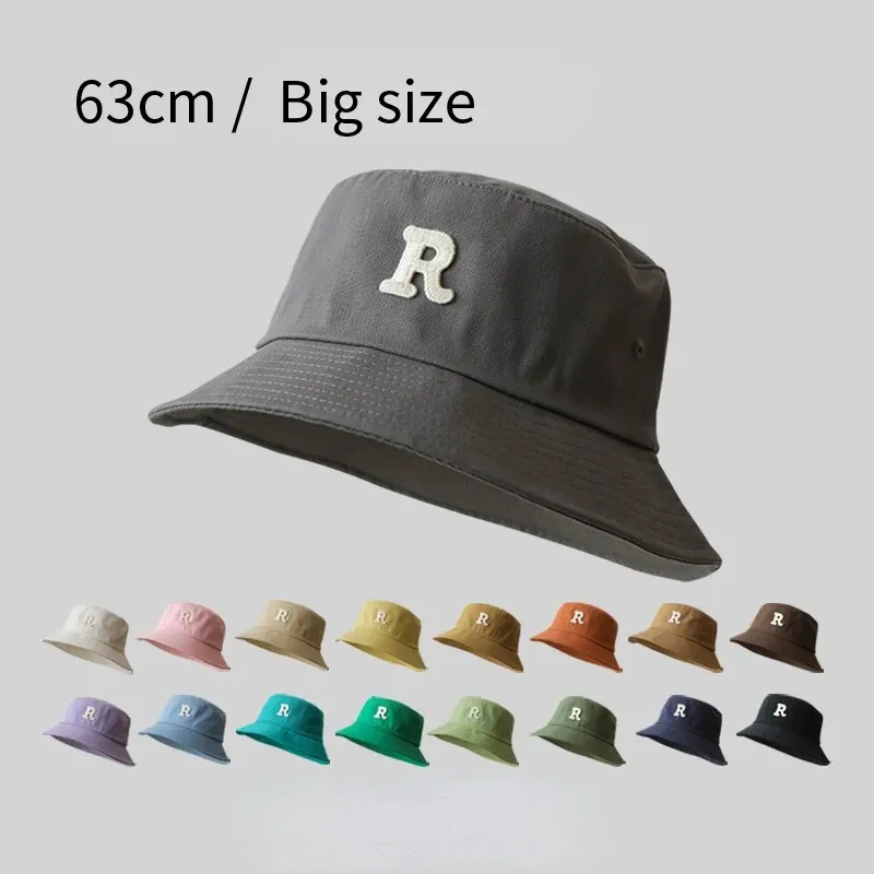 Chapeaux de seau en coton à grosse tête pour hommes femmes grand Bob quatre saisons chapeau de pêcheur lettre extérieur chapeau de soleil XL XXL vente en gros 231228