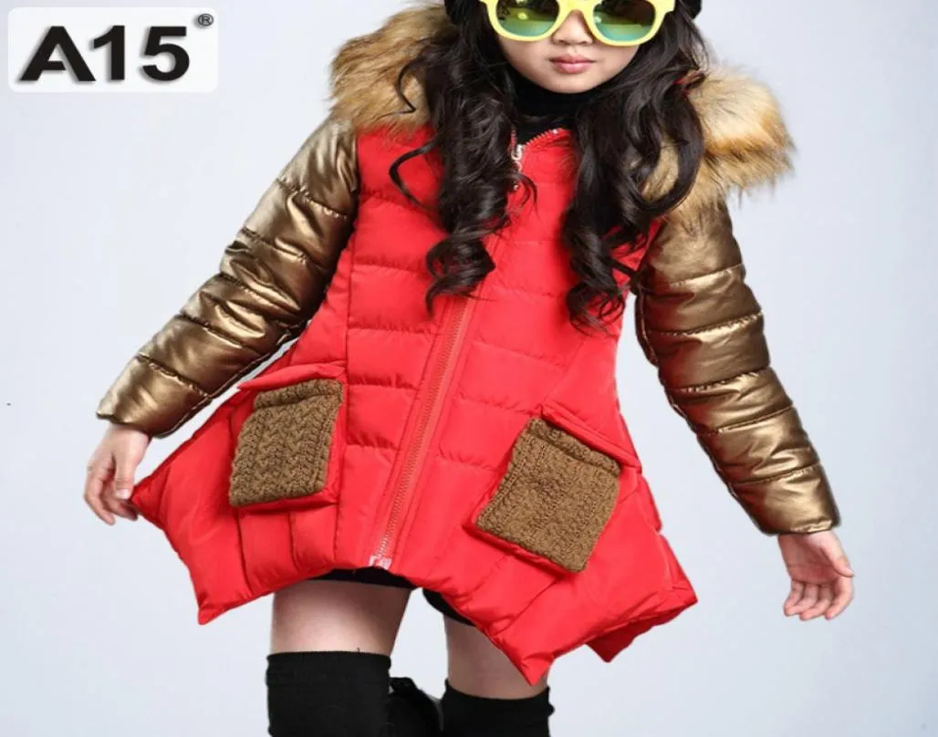 Veste d'hiver des filles pour enfants avec collier de fourrure Parka Vêtements Baby Coton à capuche chauds Big Taille 4 6 8 10 12 14 ans 2011028215350