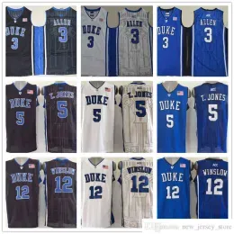 NCAA Cheap Mens #3 Grayson Allen Jersey 5 Tyus Jones 12 Justise Winslow Blue Black White  Blue Devils College Basketball Jerseys