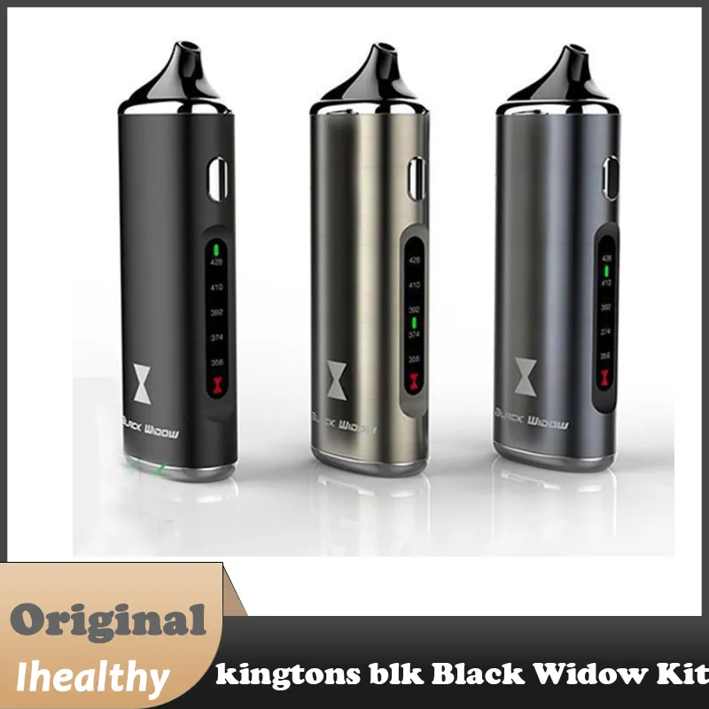 Oryginalny zestaw Kingtons Black Widow Dry Herb Waporyzator Wbudowany wbudowany 2200 mAh Akumulator Dry Herb Wax Oil 3 w 1 zestaw