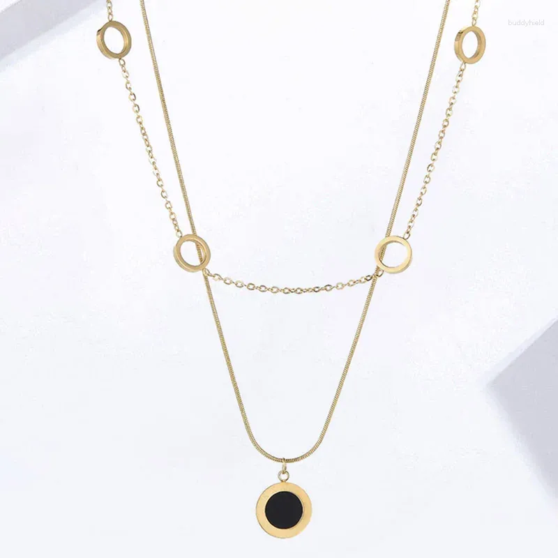 Colliers pendentifs Fashion Roman Black Nerk Chain en acier inoxydable Collier de couleur or minimaliste pour femme bijoux d'anniversaire de bijoux