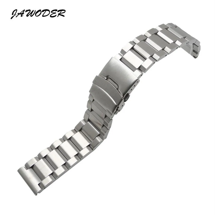 Jawoder Watch Band 18 20 22 24mm Men Pure Solid rostfritt stål Borstat Watch Strap Distribution Buckle Bracelets2394