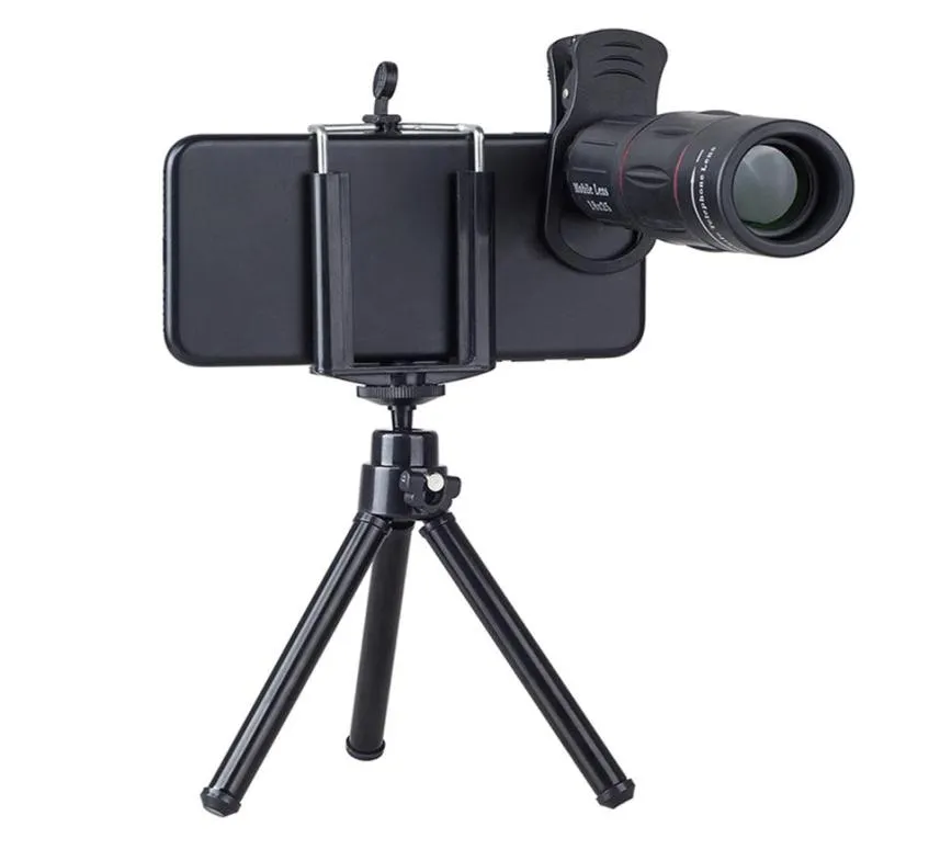 Ingrandimento universale del telescopio 18X Zoom Monocolo del telefono cellulare Obiettivo della fotocamera Telepo con treppiede a clip per iPhone per Samsung Xiao7062260