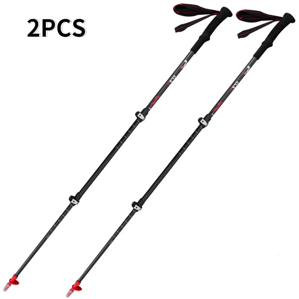 Ultralight Walking Sticks Trekking Pole Telescopic Ski Cane Carbon Fiber Crutch Outdoor Portable Handing Camping Equipment 2st 231227