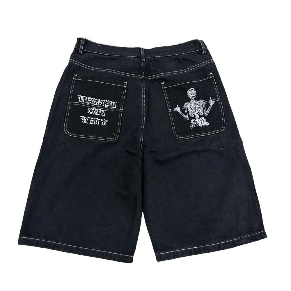 Streetwear Y2K Pants Mens Hip Hop Skull Graphic Galggy Denim Gym New Gothic Men Shorts Shorts Pantaloni