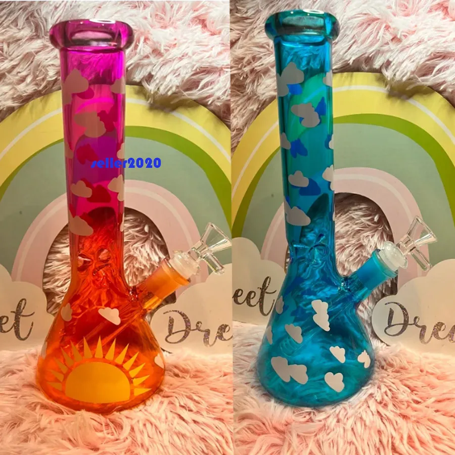 Beaker Glass Water Bongs Dab Rigs Narguilés Shisha Beaker Base Bong Downstem Perc Chicha Avec Joint 14mm 25cm de hauteur