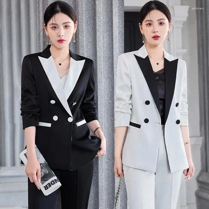 Pantaloni da due pezzi Design giacca per abiti bianchi per le donne scatta a acetato di fascia alta temperamento alla moda professionale su misura