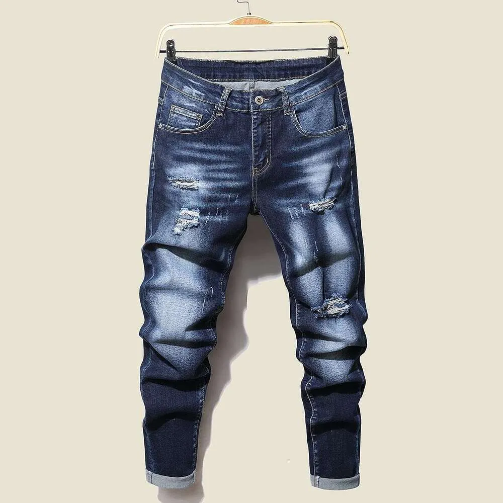 Klassisk stil mäns affär raka jeans för män mode avslappnad stretch bomull tjock fleece denim byxor manliga byxor