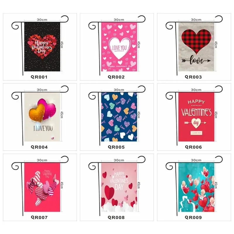 La Saint-Valentin, drapeau de jardin, bannières en polyester 12x18 pouces, personnalisation imprimée double face, décoration de mariage, vacances à cœur sucré 30x45cm