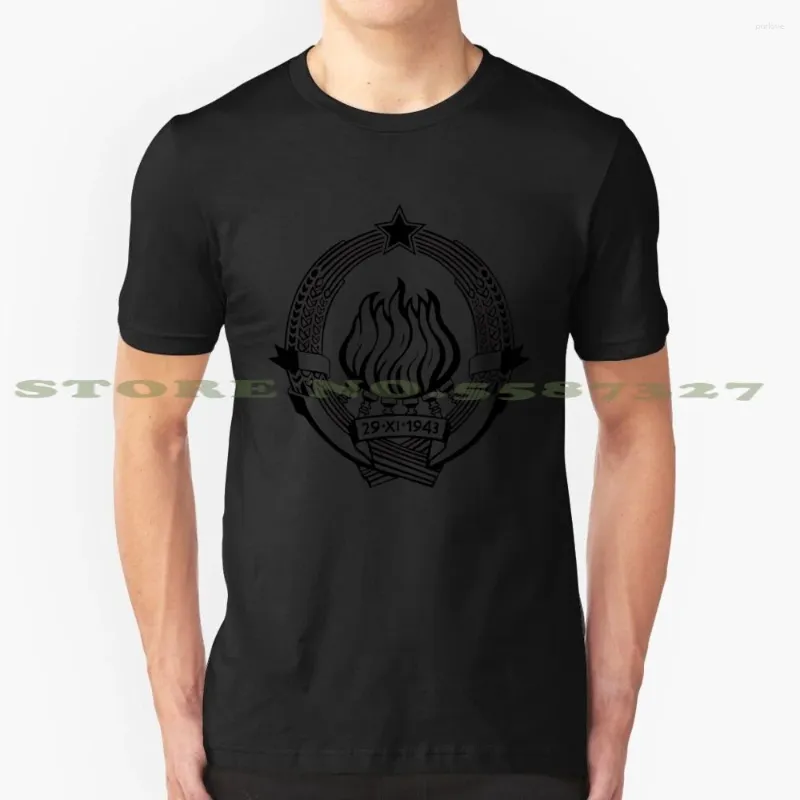 القمصان الخاصة بالرجال ex jugoslavija - Yugoslavia Coat of Arms Style Thirt Black White Tshirt للرجال نساء