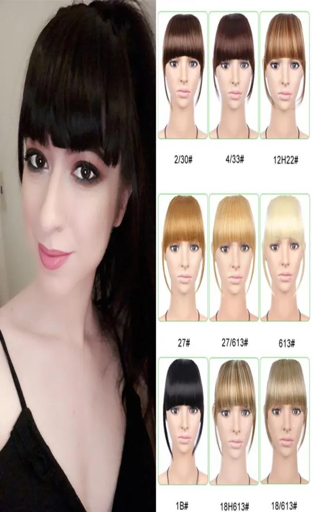 6 inches Short Front Neat bangs Clip in bang fringe Hair extensions straight Synthetic 100 Real Natural hairpiece9584915