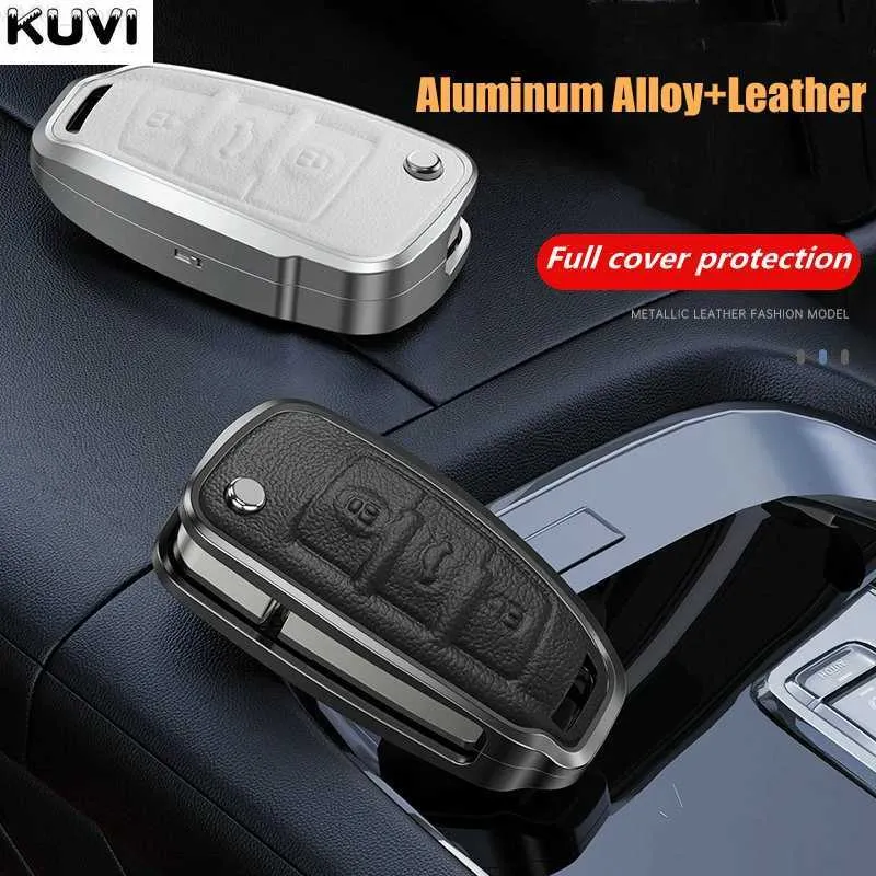 Car Key Trekking Poles Alloy Leather Car Remote Key Case Cover Protective Shell For Audi C6 R8 A1 A3 Q3 A4 A5 Q5 A6 S6 A7 B6 B7 B8 8P 8V 8L TT RS SlineL2031228