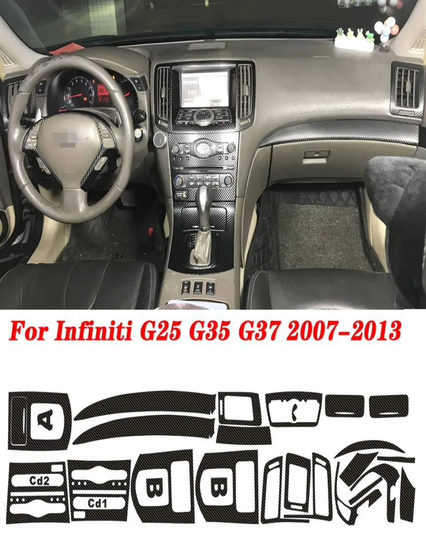 Infiniti G25 G35 G37 2ドアクーペカースタイリング新しい5DカーボンファイバーカーセンターコンソールカラーチェンジモールディングステッカーDEC6666716