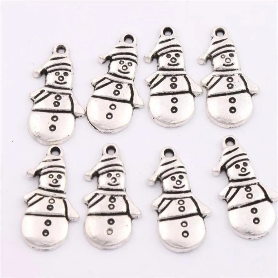 Regalos de Navidad muñeco de nieve Blas de encanto de invierno 200pcs lote 12 4x25 mm Pendientes de plata antiguos Joyas de moda DIY L772239O