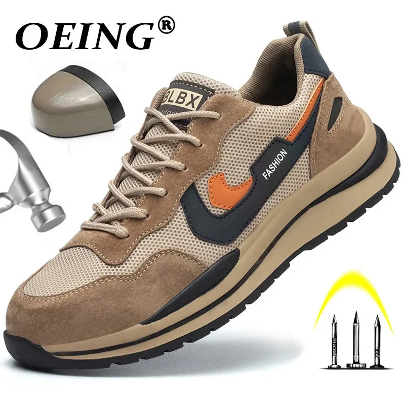 Мужская защитная обувь Нерушимые мужские рабочие ботинки со стальным носком, непрокалываемые кроссовки, мужская обувь, защитная для взрослых 231225