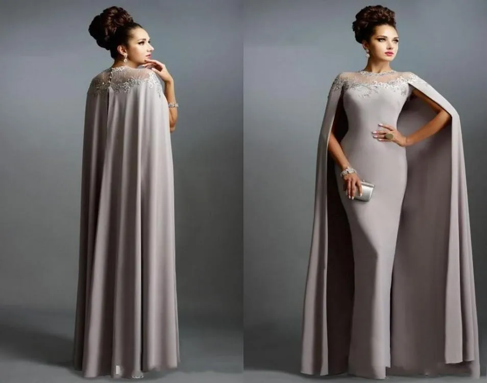 2020 신부 드레스의 케이프 환상 넥 레이스와 함께 새로운 저렴한 긴 인어 이브닝 드레스 긴 공식 파티 댄스 파티 가운 7003365