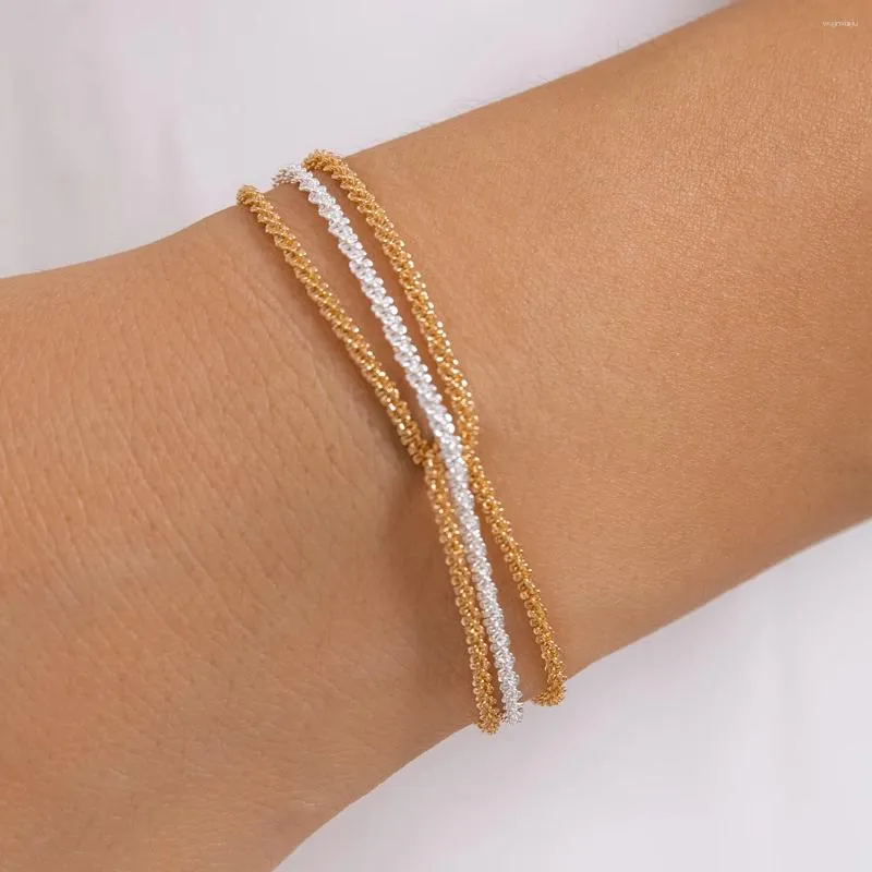 Braccialetti di collegamento Kunjoe punk color mista multistrato bracciale metallico annoiato per donne uomini minimalisti di Natale natalizio e anno