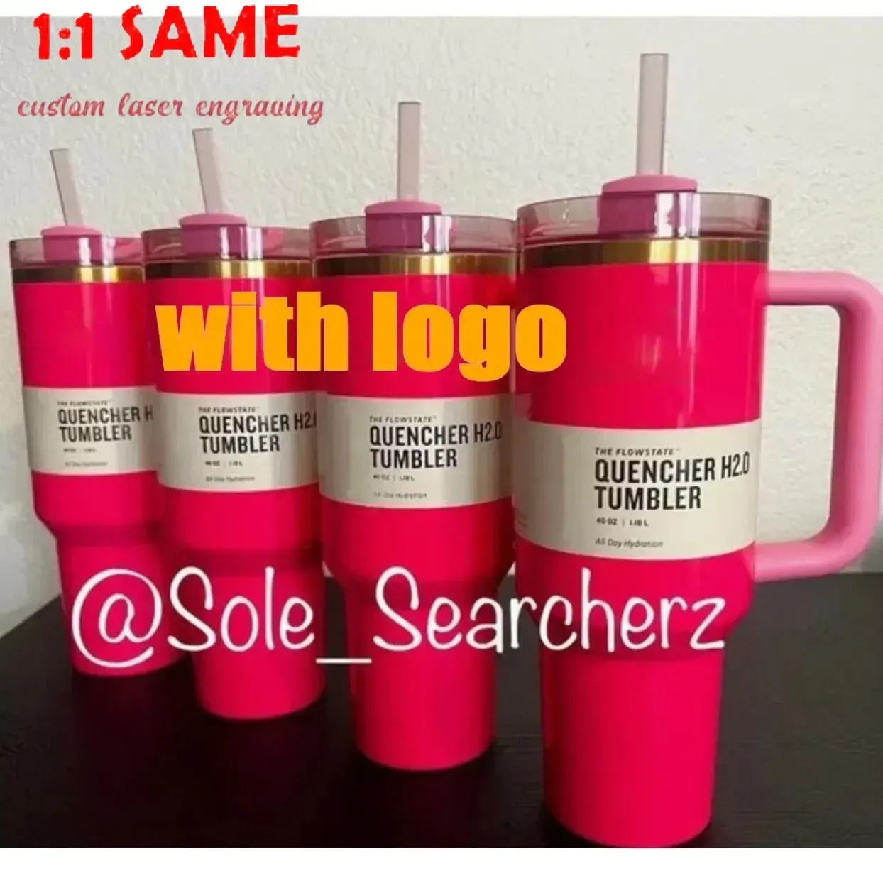 Ny Pink Parade 40oz Quencher H2.0 Mugs Cups Camping Travel Car Cup rostfritt stål Tumblers Cups Silikonhandtag Valentines Day Gift 1228