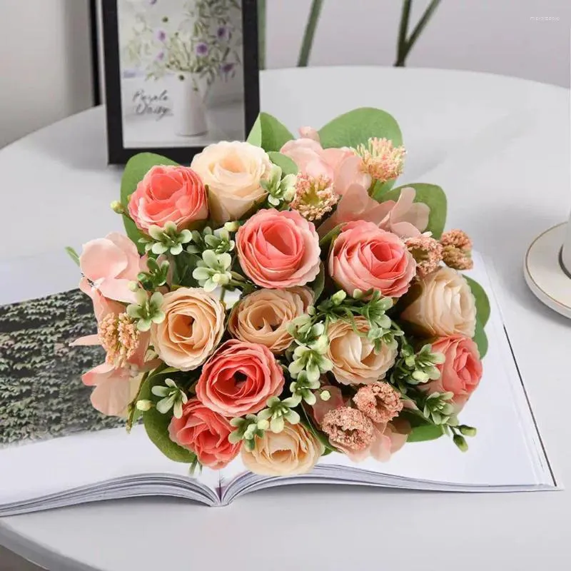 Bouquet d'hortensia roses artificielles réalistes et élégantes, fleurs décoratives, pour Arrangement de mariage, pièce maîtresse de mariée A
