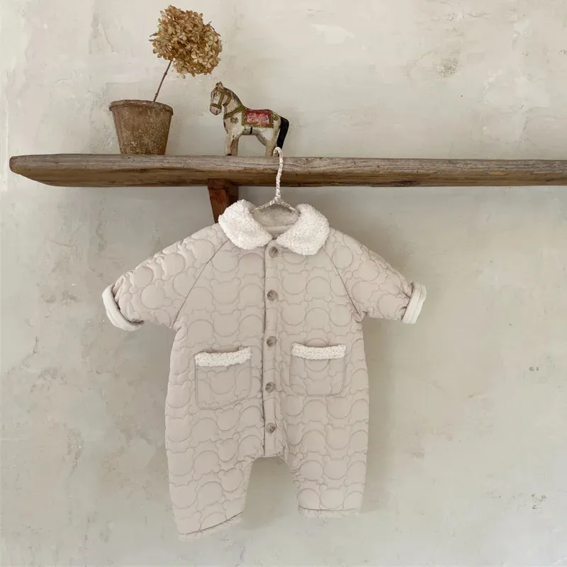 born Baby Winter Romper 0-3Years Boy Girl Long Sleeve Fleece Thicken Warm Jumpsuit Outwear Padded Cotton Infant Clothes 231227