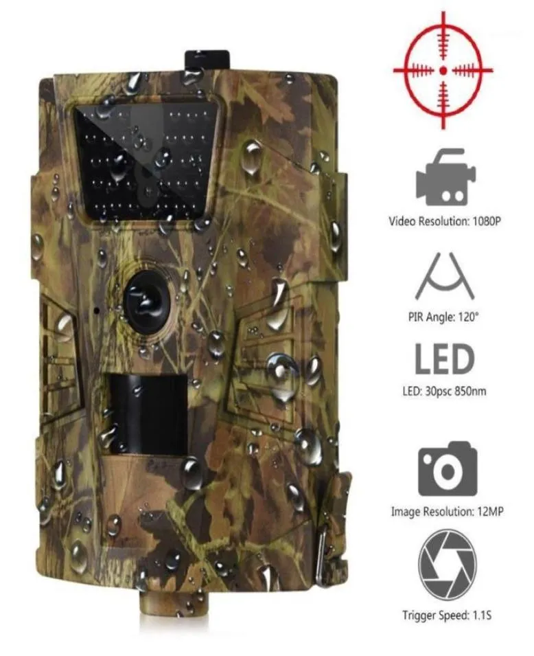 HD-камера HT001B Trail Camera 12MP 1080P 30 шт. Инфракрасные светодиоды 850 нм Охота IP54 Водонепроницаемый Угол 120 градусов Wild17047550