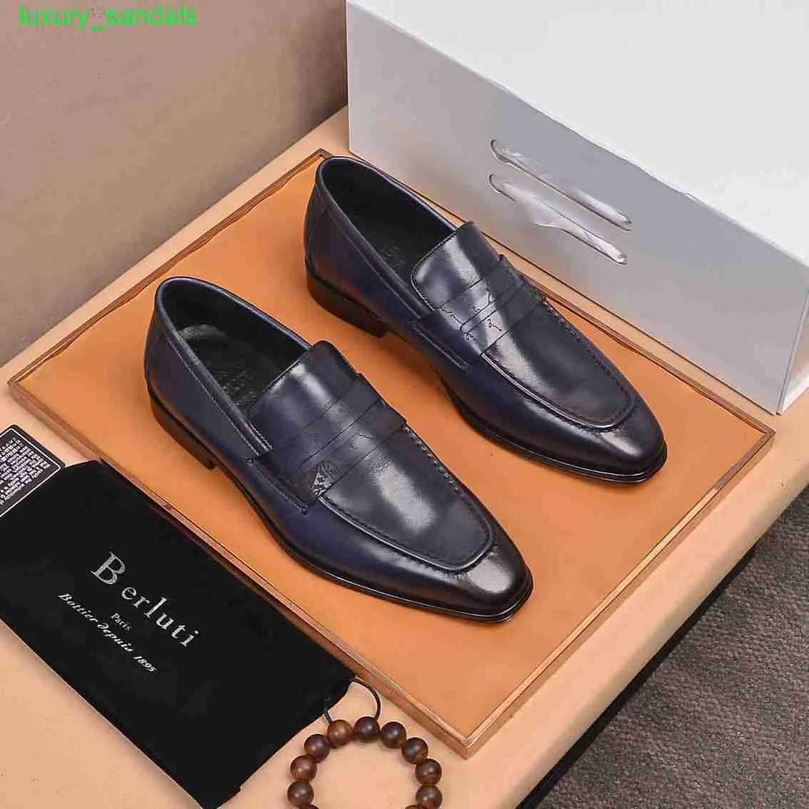 BERLUTI Herren-Kleiderschuhe, Leder-Oxford-Schuhe, Berluti Herren-Kuhschuhe in High-End-Qualität, Business-Kleider-Lederschuhe, lässige Step-on-Lazy-Herrenschuhe HBAC