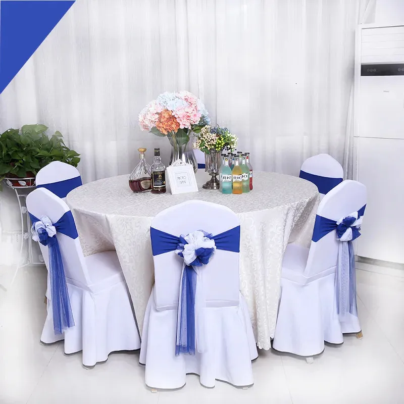 10pcs/lot Wedding Chair Knot for Wedding Party Decoration el Supplies Spandex Chair Sashes Elastic Chair Back Flower Bow 231227