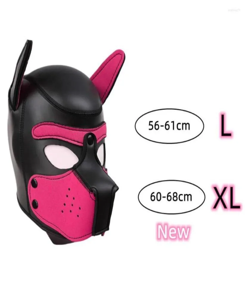 Party Masks XL Code Brand Increase Large Size Puppy Cosplay Padded Rubber Full Head Hood Mask With Ears For Men Women Dog Role Pla9187849