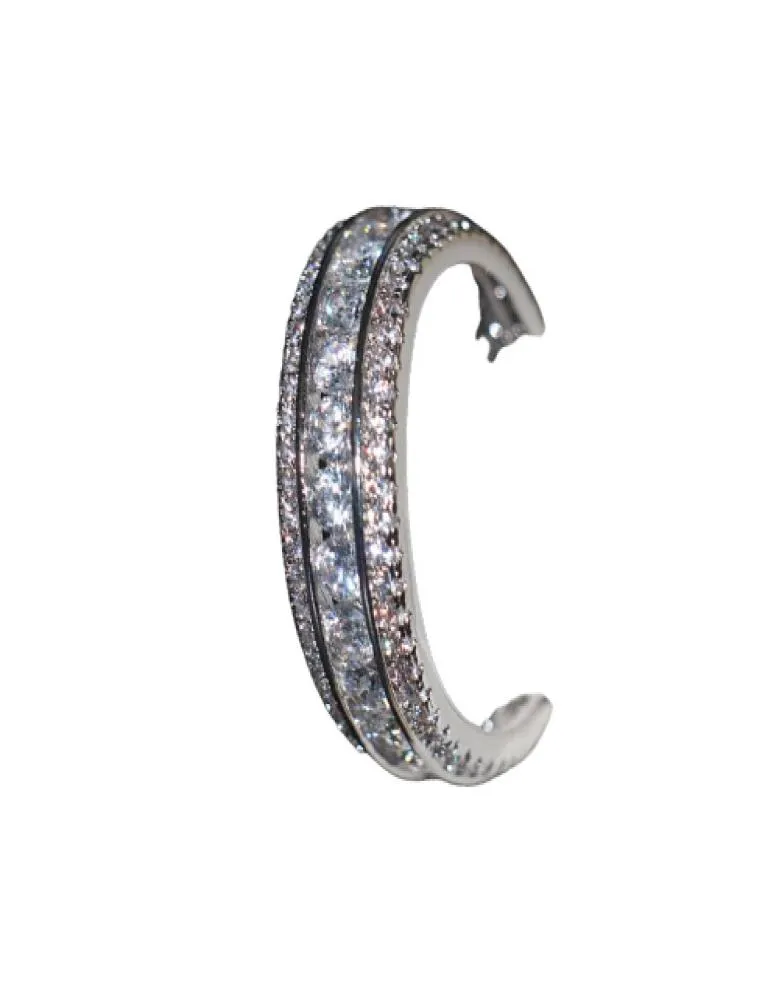 Набор Vecalon Модные женские украшения Полный круглый искусственный бриллиант Cz Обручальное кольцо Белое золото Заполненное женское кольцо на палец512862884