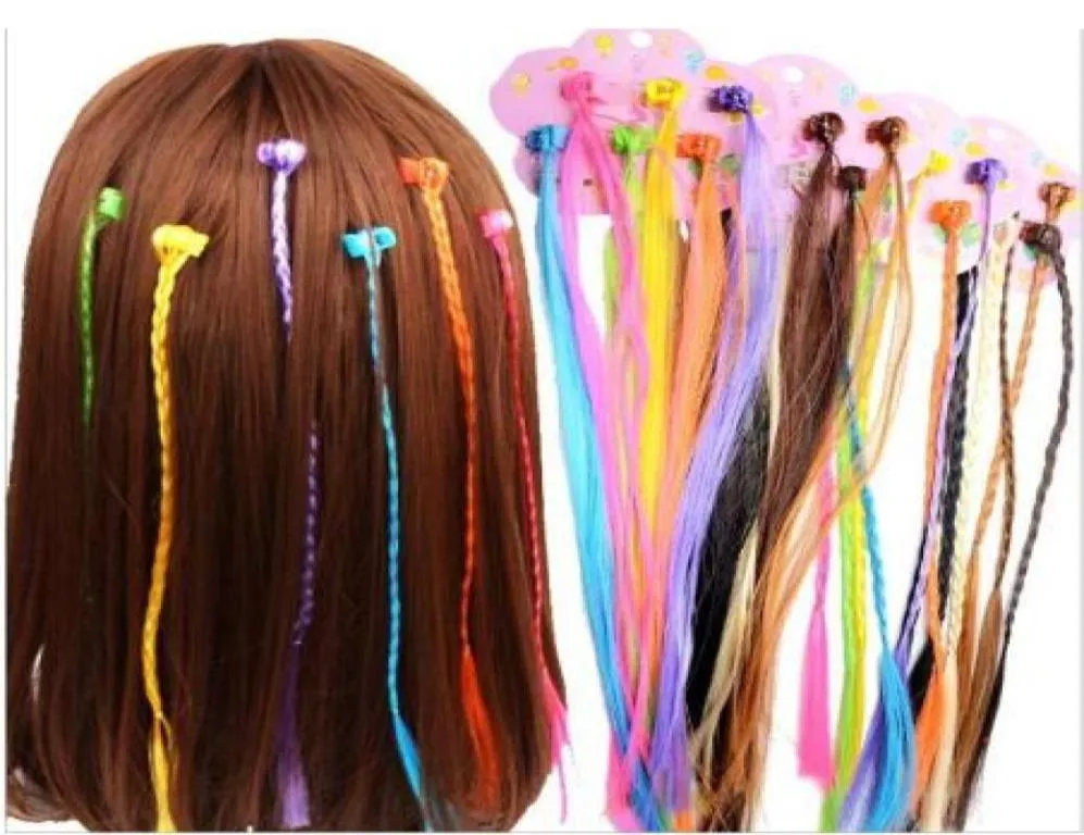 Mädchen farbenfrohe Perücken Ponytail Haar Ornament Krallen Haare Clips Braid Kopfbedeckung für Kinder Mädchen Haarzubehör 15Lot90pcs6443458