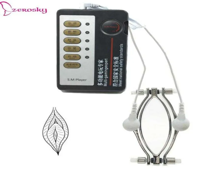 Auult Tortura Clítoris Labios Abrazadera Coño Abrazadera Juguete Sexual para Mujeres Bdsm Bondage Labia Clip con Electro Shock Set P08166904045